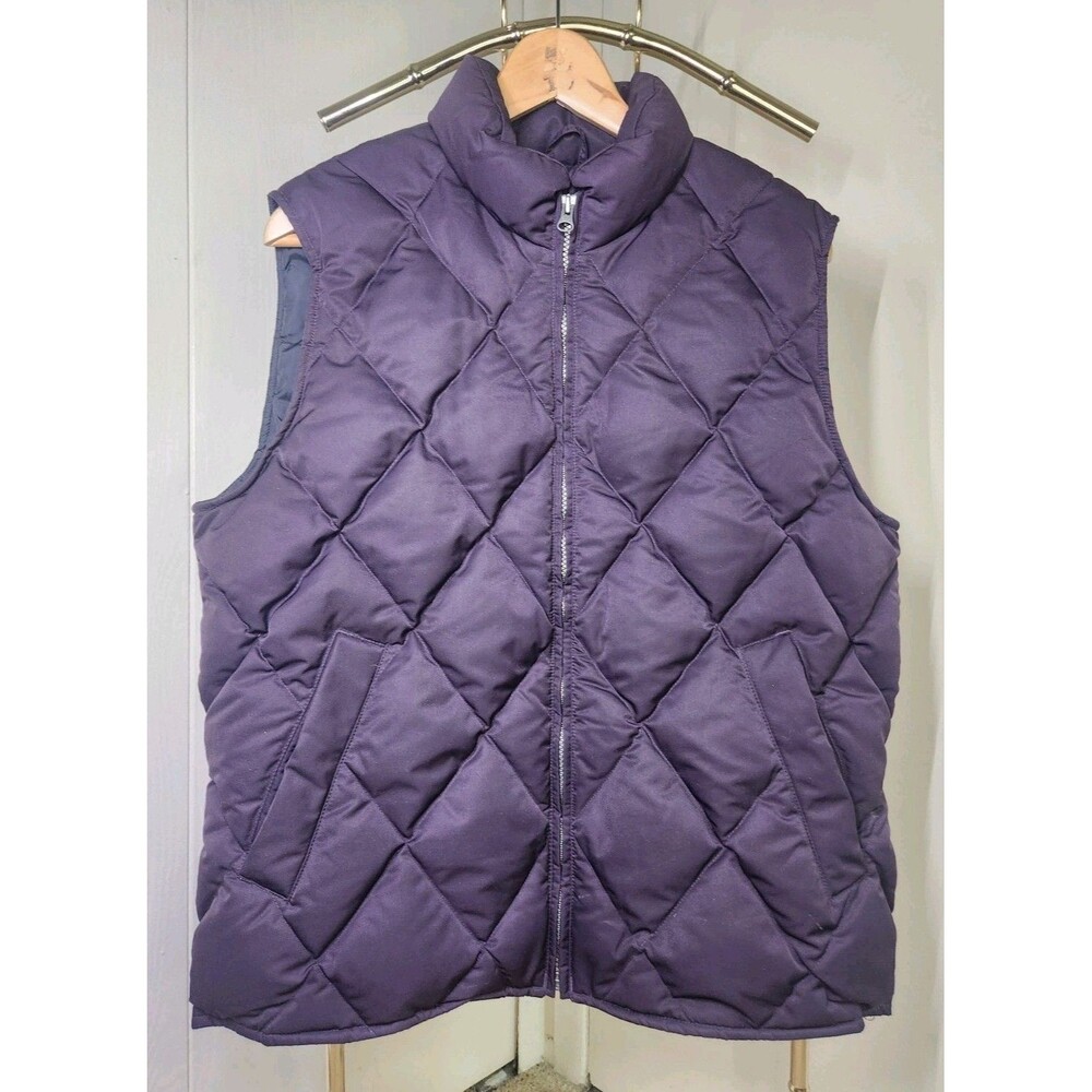 Eddie Bauer Womens Purple Quilted Vest Goose Down Feathers Size Medium Puffer
